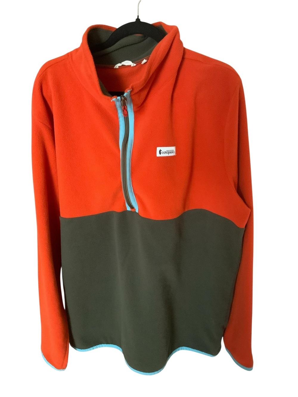 cotopaxi Men’s Amado Orange and Olive Quarter-Zip Fleece with XXL